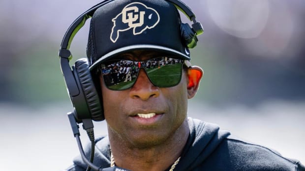 Deion Sanders on the sidelines at CU